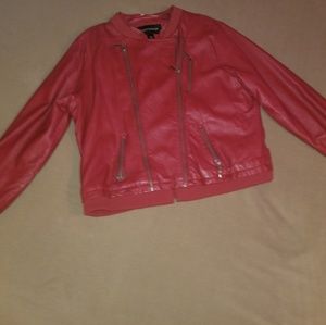 Faux leather bomber jacket